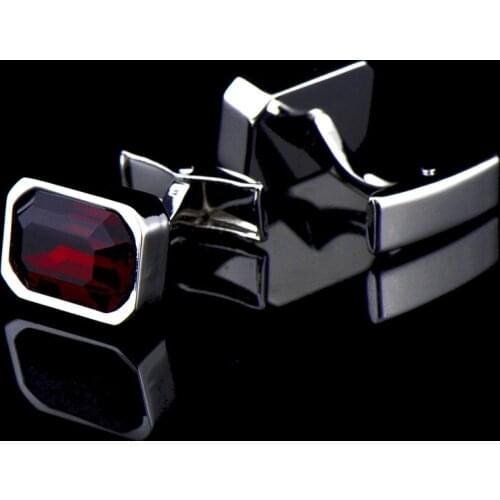 1 Paris Red Octagon Cufflinks Crystal With Diamond Cuff Links Mens French Buttons Jewelry Clothing Accessories