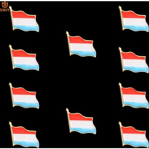 10PCS Euro Country Brooch Luxembourg Flag Badge Tie Lapel Unisex Safety Buckle Pin Badge Dress Accessories Collection