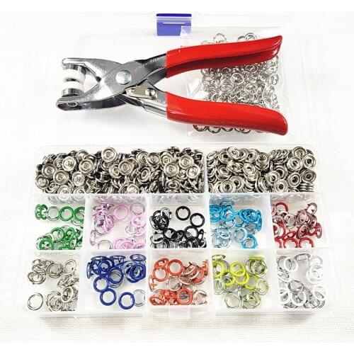 200sets Colorful Metal Prong Ring Claws Buttons Press Studs Sewing Craft Fastener Snap Pliers Craft Tool For Baby Child Clothes