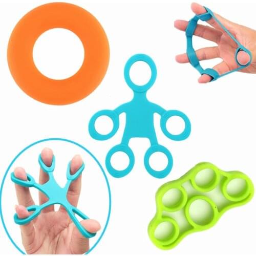 3PCS Silicone Finger Gripper Set Resistance Bands Hand Grip Strength Trainer for Extensor Exercise Recovery Crossfit Fitness