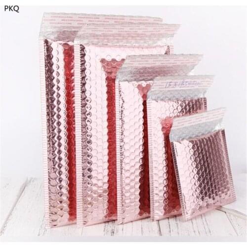 30pcs packing padded envelope Rose Gold Aluminum Foil Bubble Bag Padded Bubble Shipping Mailer Pouch Waterproof Mailing Envelope