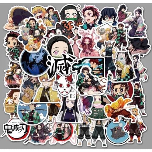 50pcs Japanese Anime Demon Slayer Kimetsu No Yaiba Sticker Skateboard Motorcycle Guitar Luggage Waterproof PVC Stickers