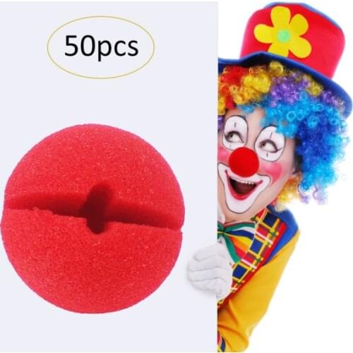 50PCS Circus Clown Red Nose Sponge Ball Party Cosplay Halloween Festival Childrens Day Props Very Flexible