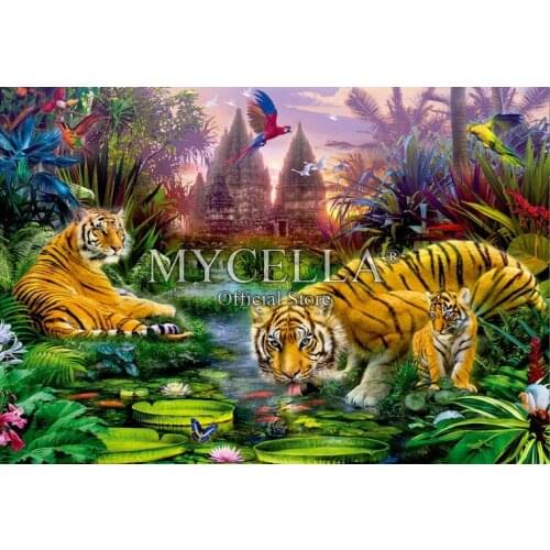Diamond Embroidery Tigers Churches Forest 5D Diy Diamond Painting Cross Stitch Full Diamond Mosaic Sets Home Decor Posters Arts
