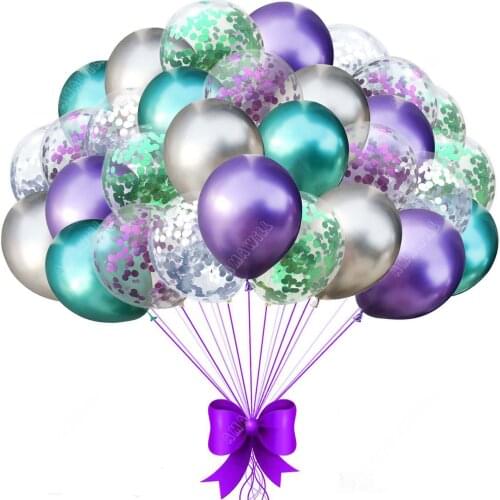 Amawill 30p Wedding Metal Clear Latex Confetti Balloons 12 Inch Chrome Metallic Color Air Balls Globos Birthday Party Decoration