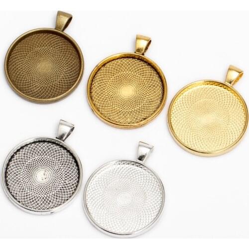 BASEHOME 10pcs/lot Cabochons Bases Jewelry Settings Pendant Bezel Trays Fit 30mm Glass Cabochon Cameo DIY Necklace Making