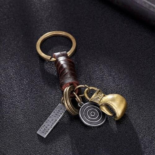 Punk Retro Boxing Gloves Keychain Creative Personality Hand-Woven Car Key Bag Pendant Fashion Jewelry Gift For Boyfriend