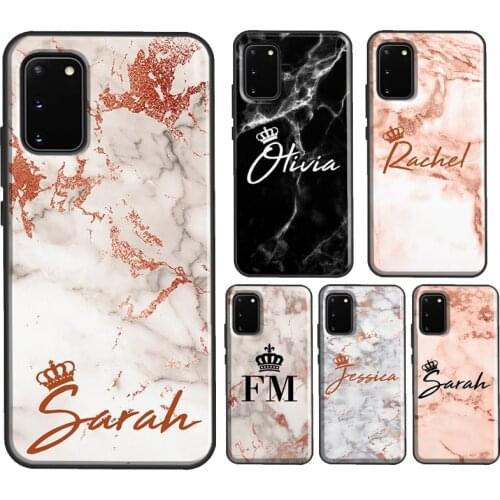 PERSONALISED MARBLE CROWN INITIALS NAME Fundas For Samsung Galaxy S21 Ultra S20 FE S8 S9 S10 Note 10 Plus 9 Note 20 Ultra Case