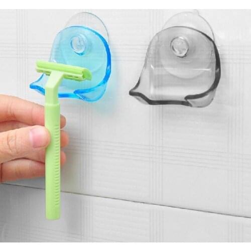 Plastic Super Suction Cup Razor Rack Removable Convenience Space-saving Bathroom Razor Holder Suction Cup Shaver