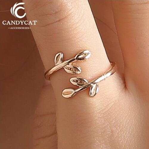 Exquisite Leaf Gold Rings For Women Trendy Vintage Statement Opeaning Adjustable Rings Bague Femme Wedding Engagement Rings
