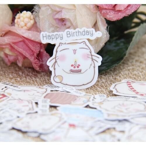 Cute Cat Kitten Expression English Text Words Scrapbooking Sticker Pack for Kids Childlren Decorative Paper for Planner Diary