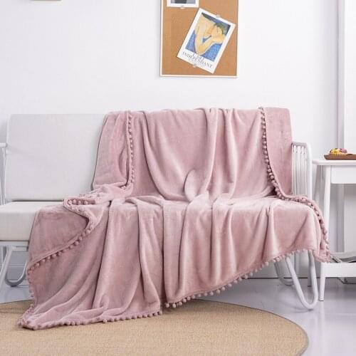 Fashion Design PomPom Blankets Soft Warm Pattern Designer Macrame Bedspread Flannel Fleece Blanket