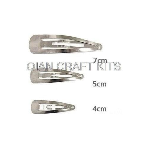Pack of 100pcs Hair Snap Clips Barrettes Silver Plated Steel Hair Accessories Components (4cm-7cm) mixed