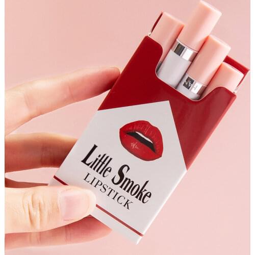 4 Colors/box Little Small Cigarette Lipstick Kit Lips Makeup Set Nude Velvet Lip Stick Pencil Semi Matte Texture Tint Lip Balm