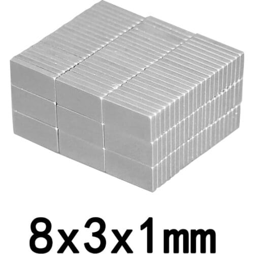 20/50/100pcs 8x3x1 Small Block Magnets N35 8x3x1mm Neodymium Magnet Permanent NdFeB Strong Powerful Magnetic 8*3*1mm