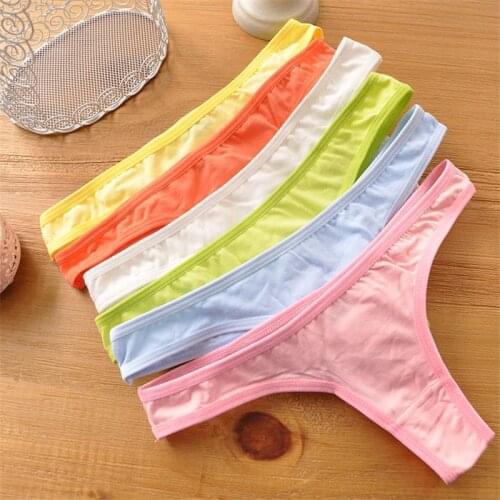 Solid Cotton Bandage G String Teenage Underwear Panties Calcinhas Breathable Young Girls Lingerie Underwear Girl Thongs