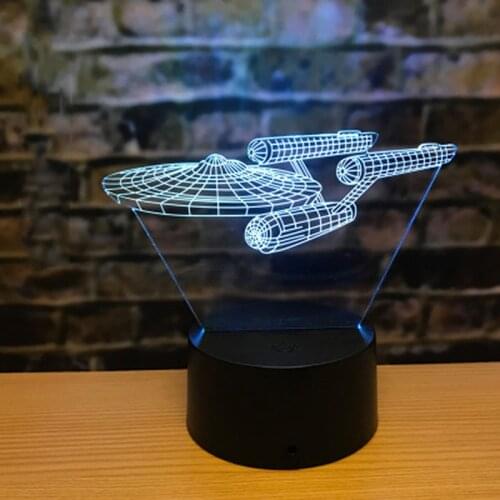 Night-Light Spaceship Colorful LED-Lamp Decoration Acrylic Hologram Illusion Luminaria Touch-Switch Creative Gift Lights