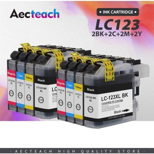 Aecteach new Compatible Ink Cartridges for Brother LC123 xl MFC J4410DW J4510DW J870DW DCP J4110DW J132W J152W J552DW Printer