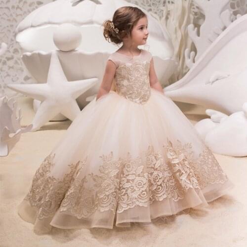 2-13 Years Kids Dress Flower Lace Elegant Teenagers Prom Gowns Dresses Girl Party Kid Bridesmaid Princess Long Dress