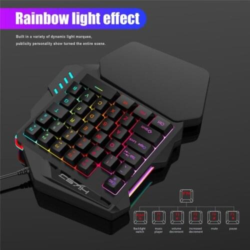 V100 1.6m Wired Single Handed Mechanical Game keyboard one hand Ergonomic Gaming Mini Keypad For PUBG gun PC Laptop For Gamer