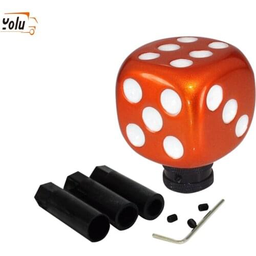YOLU Dice Shape Gear Head Knob Shifter Styling Car Gear Shift Knob Red Black Orange Transmission Gear Shifter