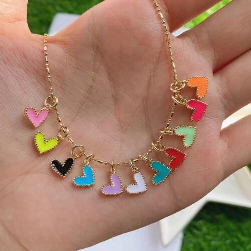 50Pcs,Dainty Small Colorful Heart Shape Enamel Charm All Colors Tiny Heart Charms Pendant For Jewelry Necklace Earrings Making
