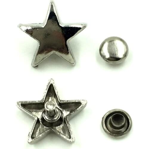 Spike Stud Spot Garment Rivet Pentacle Star Shape Crafts Silver Tone Shoes Making Finding 15mm 10Sets