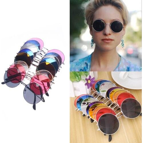1pc Retro Small Oval Sunglasses Women Girls Valentines Day Gifts Vintage Brand Shades Black Red Metal Color Fashion Sun Glasses