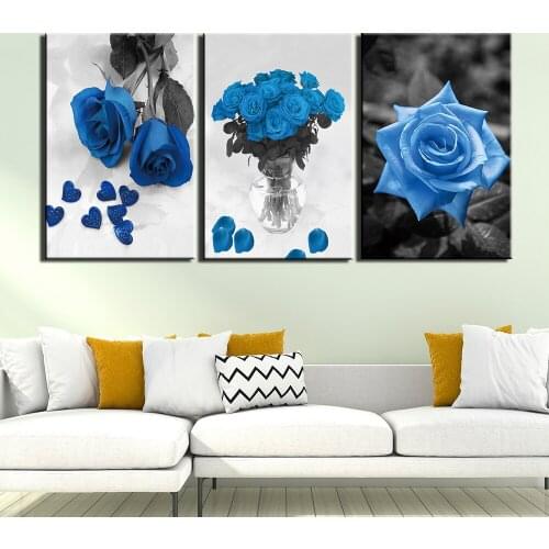 Modern HD Printed Painting Canvas Home Decor 3 Piece Black and white flower Poster Wall Art Picture