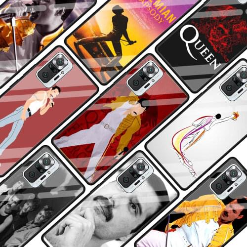 Queen Freddie Mercury Glass Phone Case For Xiaomi Redmi Note 9S 8 Pro 9 7 8T 10 5G 9C K40 Pro+ 9A 8A 9T K30 10S Cover Coque