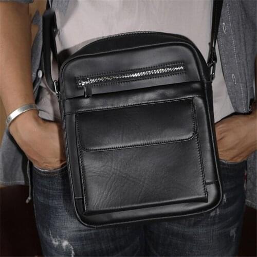Mens Messenger Bag Crossbody Shoulder Bags Men Work Business Genuine Leather Vintage Multifunction Male Black Satchel