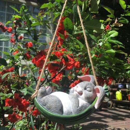Animal bear rabbit home decoration resin garden sculpture home ornaments furnishings sculpture garden artificial bunny