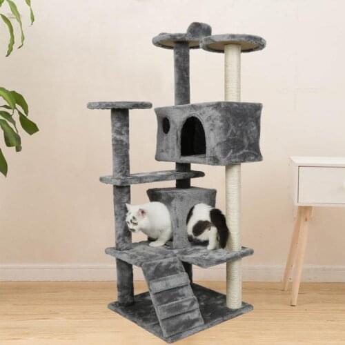 Oversea Stock!! Pet Cat Tree Toy Condo Cat Climbing Tower Entertainment Playground Cat Climbing Frame Multi-Level Cat House HWC