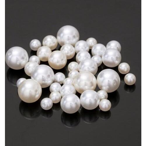 Pearl Beads ABS Loose Round Beads Craft Fashion Jewelry Making White Beige DIY Imitation Clothing Beads