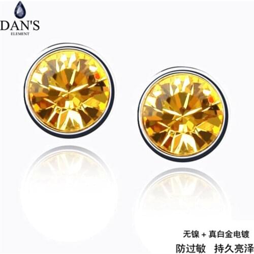DANS ELEMENT 12 Colors Austrian Crystal Fashion Jewelry Stud Earrings for women Vintage Earrings New Sale Hot 74443Gold