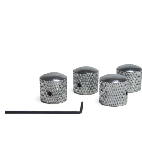 4pcs Guitar Bass Tone Knobs Volume Control Knobs Guitar Parts & Accessories Silver Color
