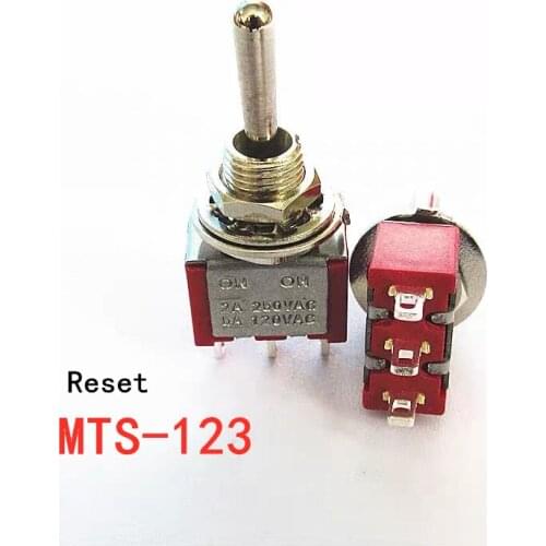 5pcs/10pcs Red Momentary/lock Mini MTS-123/MTS-103 3-Pin SPDT ON-OFF-ON 6A 125VAC Miniature Toggle Switches