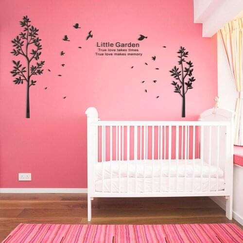JM404 Acrylic Small Garden Tree Birds Wall Stickers Three-dimensional Wall Stickers Bedroom Living Room Decoration Stickers