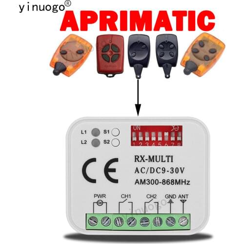 APRIMATIC Universal Garage Remote Control Receiver 2CH 9V-30V RX-MULTI For APRIMATIC TM4 TR2 TR4 TX2M TX4M Garage Door Command