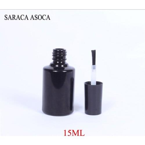 15ml Black Light-proof Round Nail Glue Bottle With Lid And Brush 40Pcs/lot