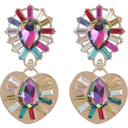 Magnifique Rhinestone Alloy Heart Pendant Dangle Earings For Women Fashion Jewelry Girls' Daily Collection Earrings Accessories