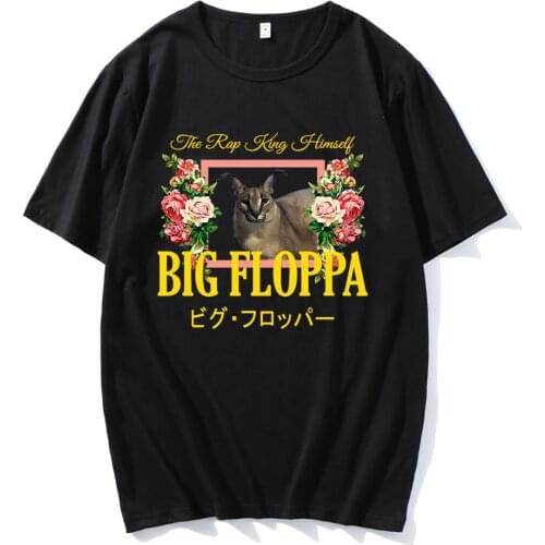 Hot Sale Popular Big Floppa Floral Aesthetic Couple Tee Oversize T-shirt Cotton Comfortable Classic Tshirts Casual Loose Tshirt