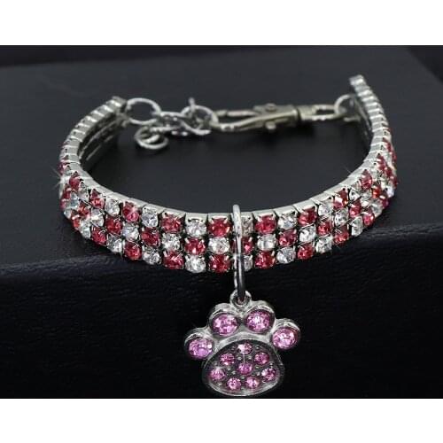 Rhinestone Dog Cat Collar Accessories Bling Crystal Puppy Chihuahua Pet Dog Collars Leash Pendant For Small Medium Dogs Mascotas