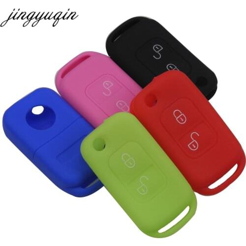 Jingyuqin 30pcs/lot Silicone Cover For Mercedes Benz SLK E113 A C E S W168 W202 W203 Flip Car Remote Key Fob Case 2 Button