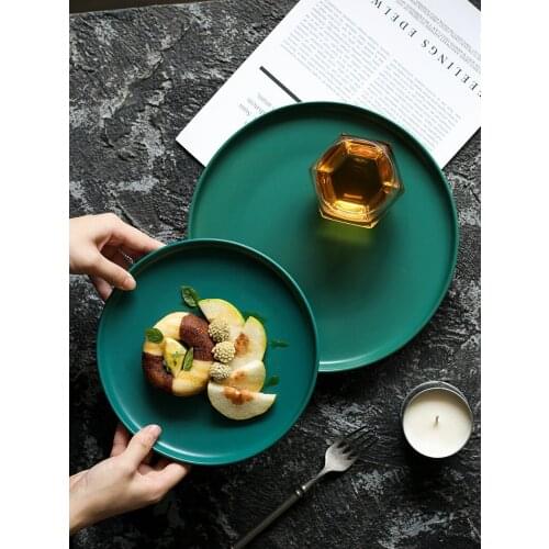 Ceramic-dish-glazed pure-color-steak dish-dish household creativity-breakfast tableware