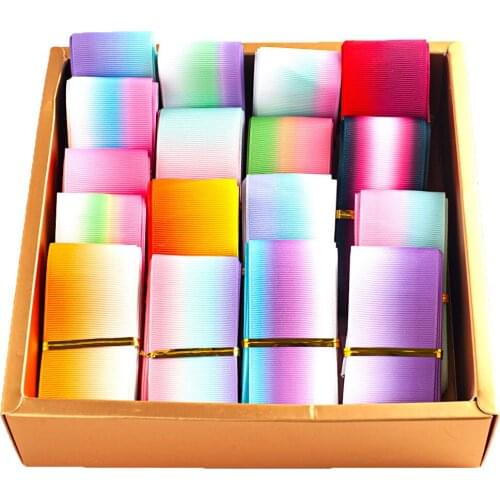 Mixed Random Gradient Color Printed Grosgrain Ribbon Single Faced 25mm for Hair Bows DIY Crafts Handmade Accessories