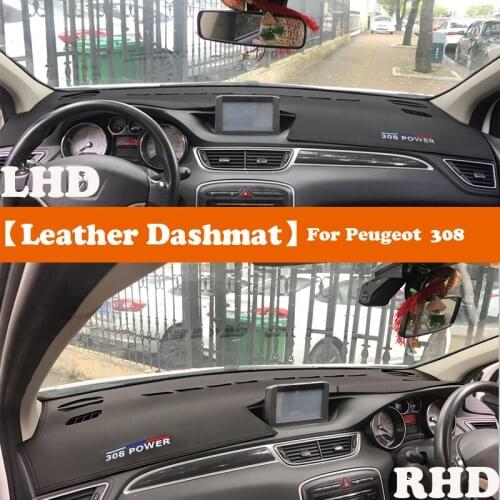 Leather Dashmat Accessories Car-Styling Dashboard Covers Pad Dash Mat Sunshade Carpet For Peugeot 308 T7 2008-2013 2009 2010