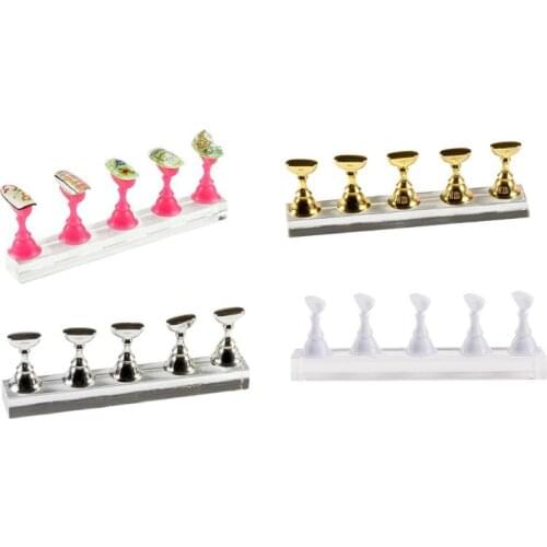 1 Set Magnetic Nail Holder Practice Display Stand Acrylic Crystal Showing Shelf Nail Art Tool 4 Colors Nail Polish Display Stand