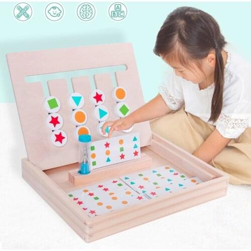 Montessori Color learning Puzzles Toys Geometric Shapes Matching Wooden Box Baby Preschool Educational Hourglass Toys Children