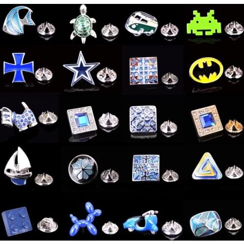 Summer new copper material hand coloring high quality enamel blue Brooch fashion mens Lapel Pin Hat Scarf backpack Badge